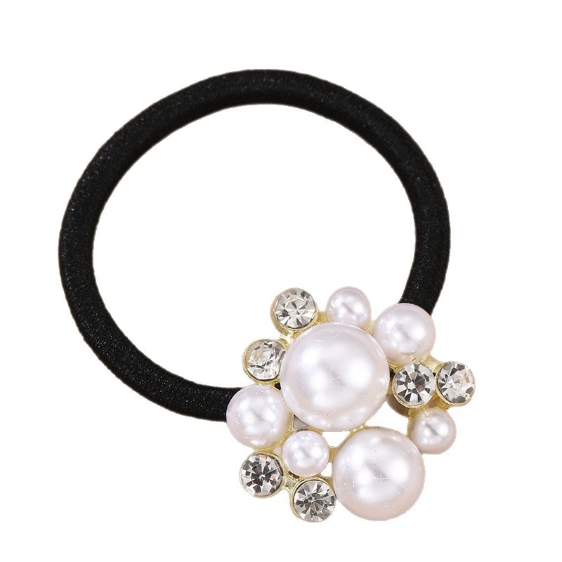 Women's High Elasticity Hair Tie Accessory French Alloy Pearl