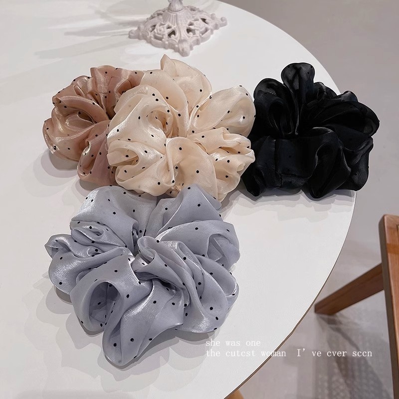 Women's Pearlescent Yarn Ponytail Scrunchie Gradient Polka Dot