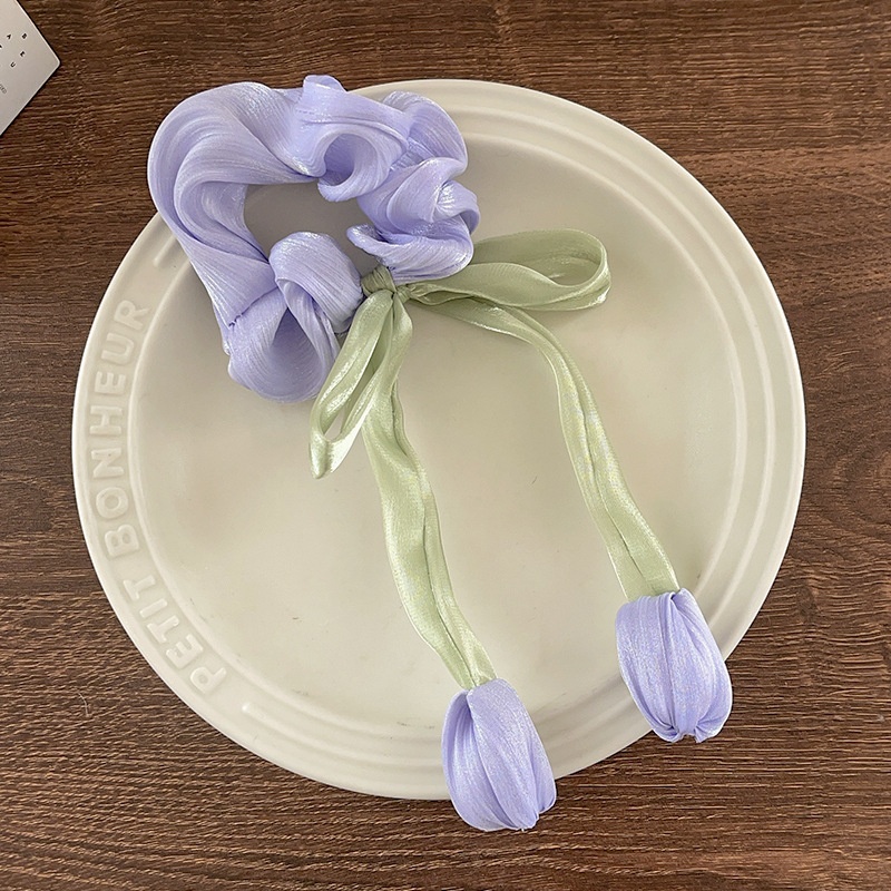 Women's IG Style Holiday Cloth Hair Tie Sweet Tulip Flower Bow Knot