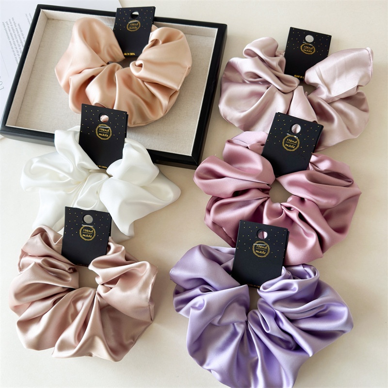 Women's Classic Satin Hair Tie for Daily Holiday Wear Solid Color