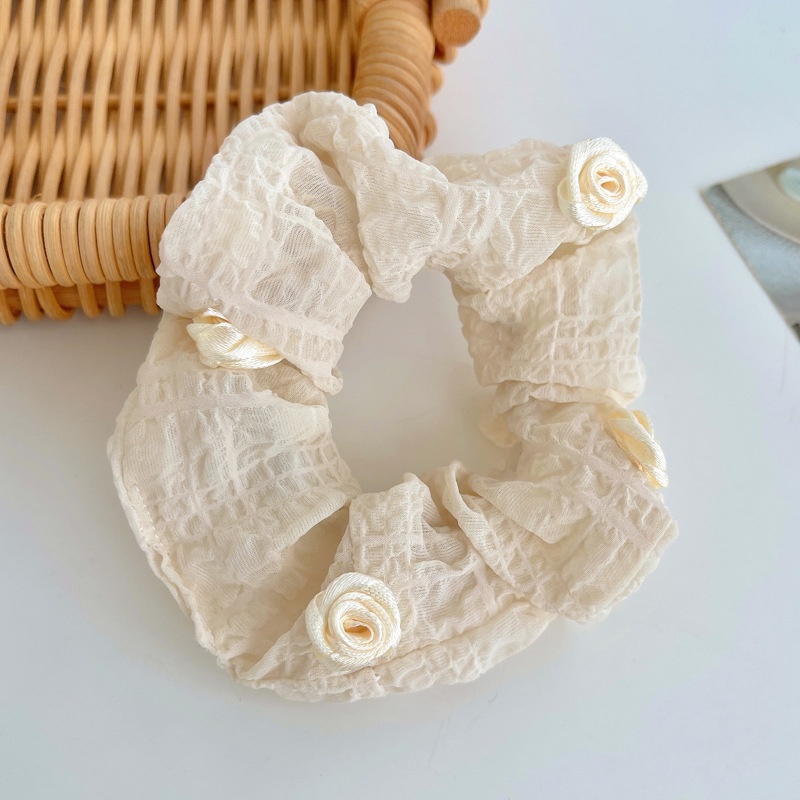 Women's Spring High-End Silky Pleated Pearl Streamer Large Hair Ring