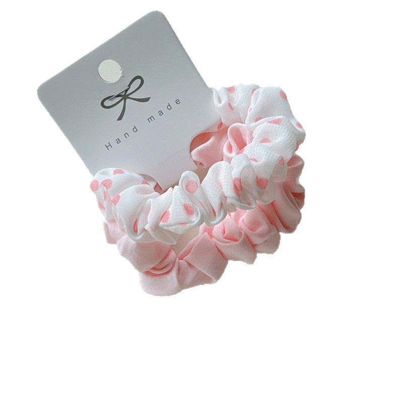 Girls Sweet Fabric Elastic Hair Scrunchies Candy Color Polka Dot