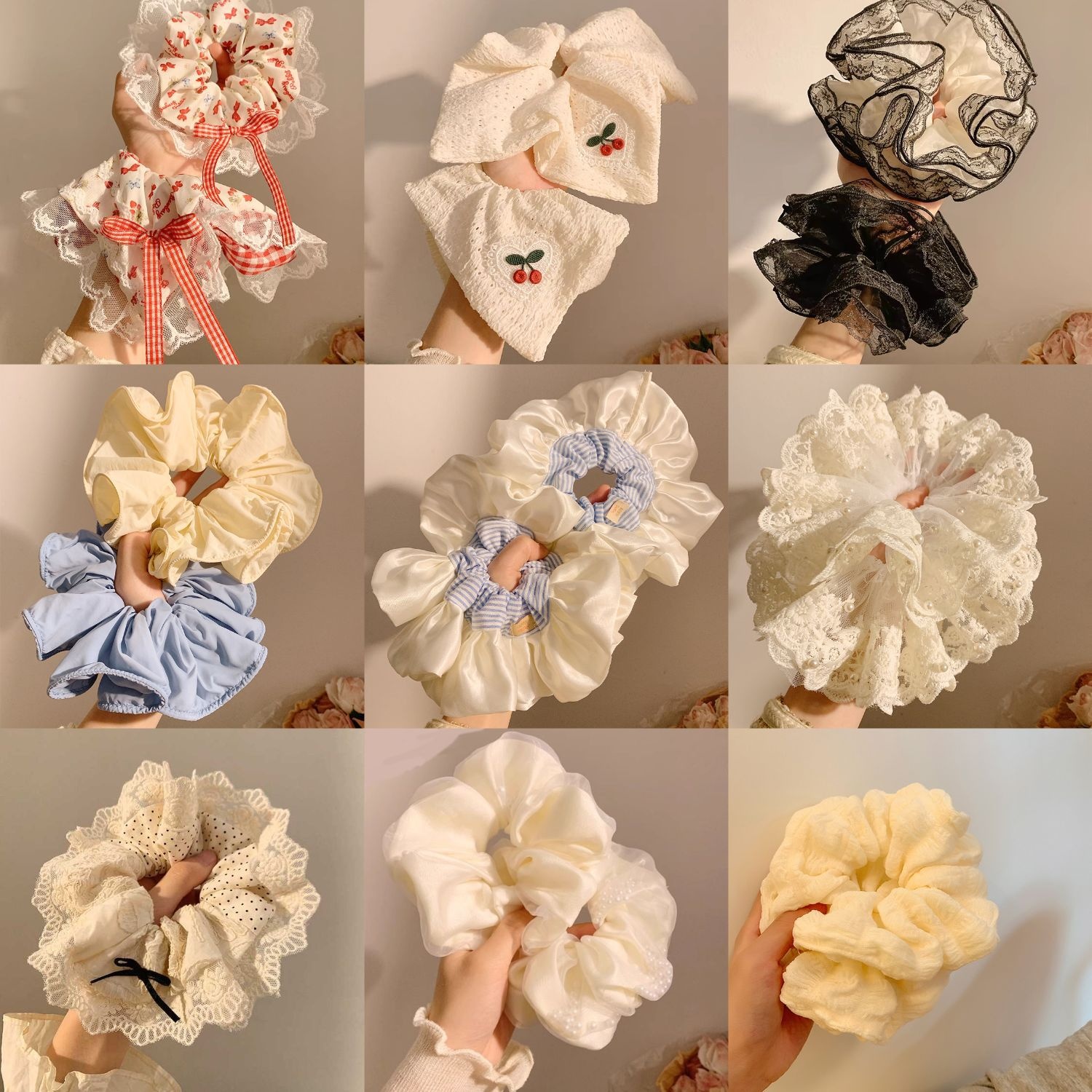 Women's Daily Damage-Free Fabric Hair Tie Floral Polka Dots Bow