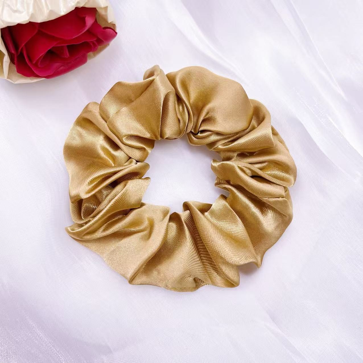 Women's Elegant Satin Large Scrunchie Damage-Free Hair Tie Solid Color