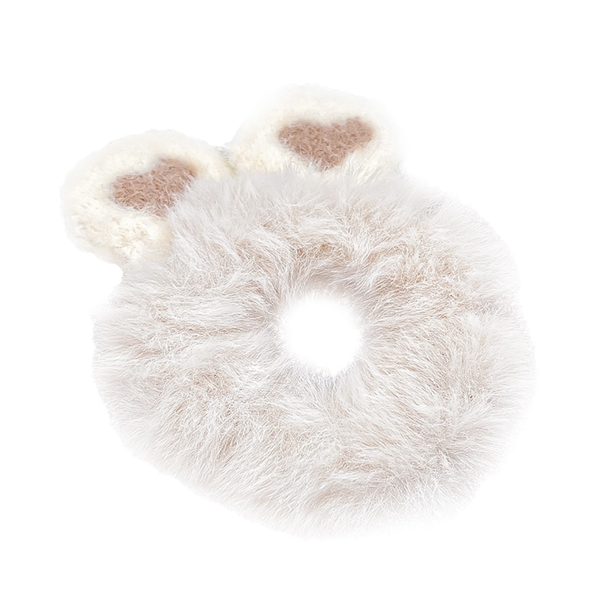Women's Daily Winter Plush Hair Scrunchie Cute Bear Heart Bowknot
