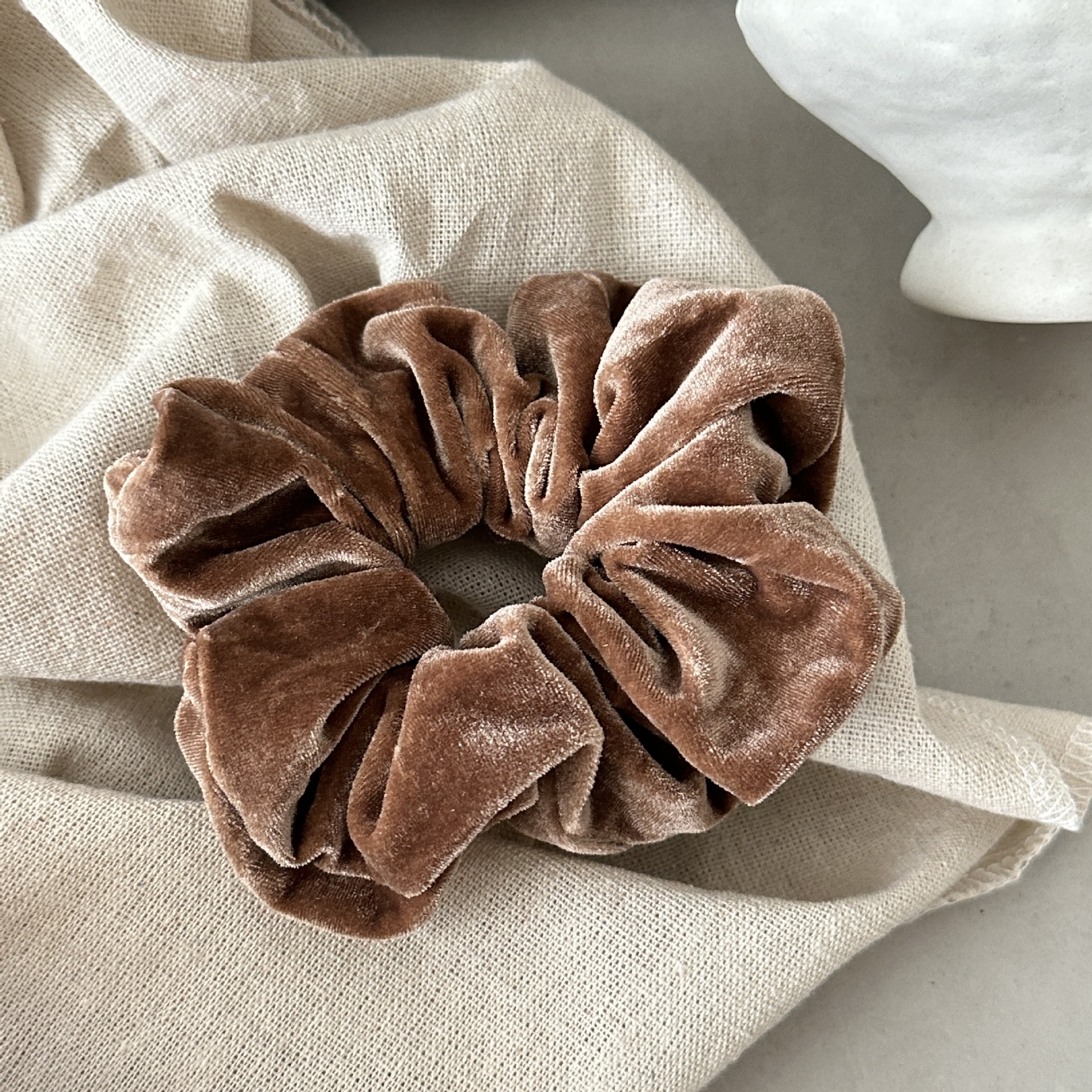 Women Large Velvet Scrunchie Soft Oversized Hair Tie Dark Solid Color