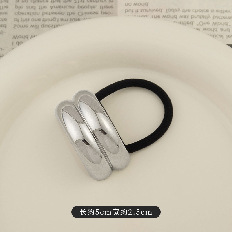 Women's Versatile Retro Alloy Elastic Hair Ties Round Cold Tone