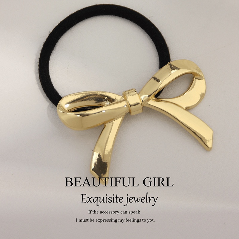 Women's Versatile Retro Alloy Elastic Hair Ties Round Cold Tone