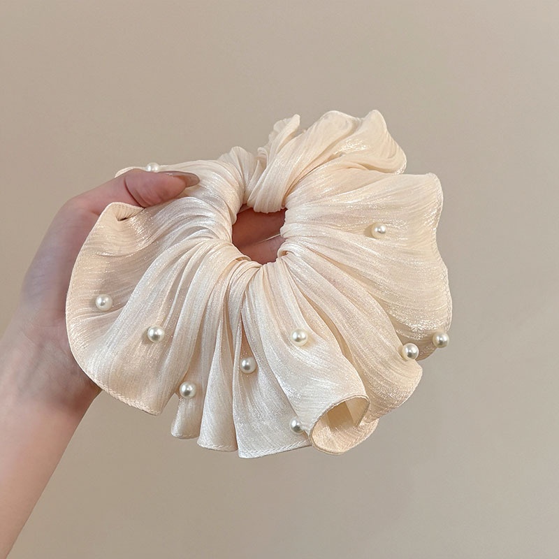 Women Spring Summer Cloth Hair Scrunchie Tie Romantic Polka Dot Lace