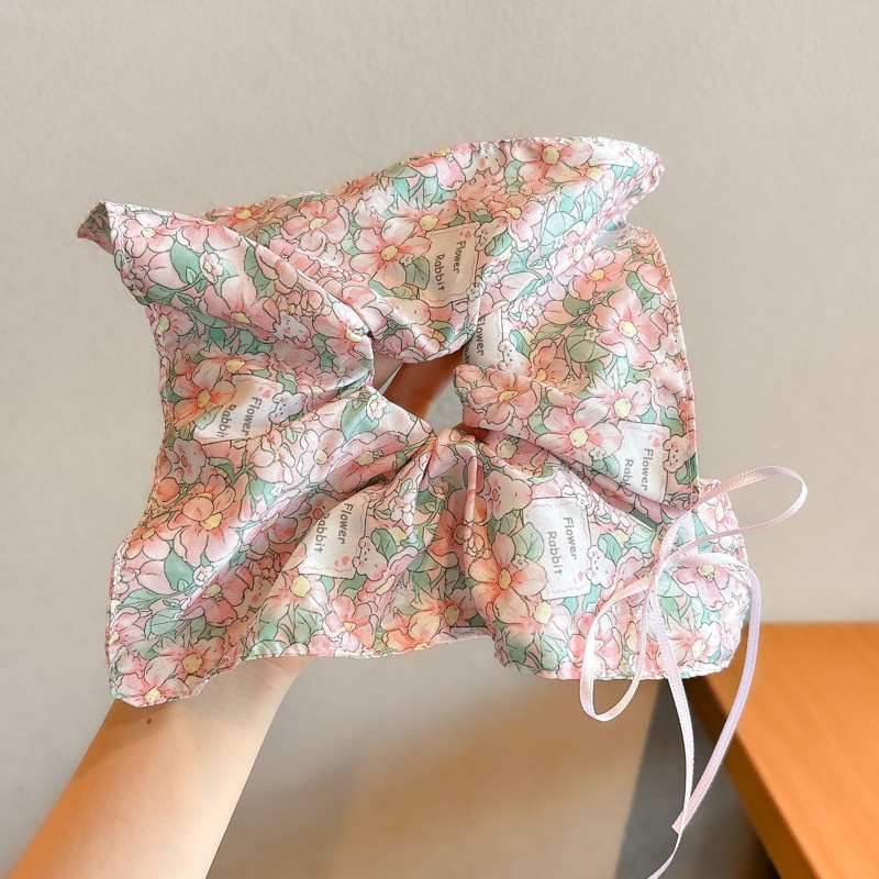 Women's Cloth Lace Scarf Scrunchie Daily Hair Tie Spring Tulip Floral