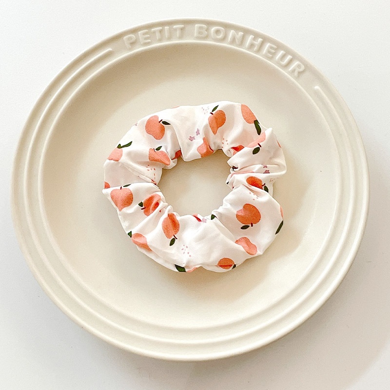 Women's Summer Fabric Scrunchie Pleated Plaid Leopard Hair Tie