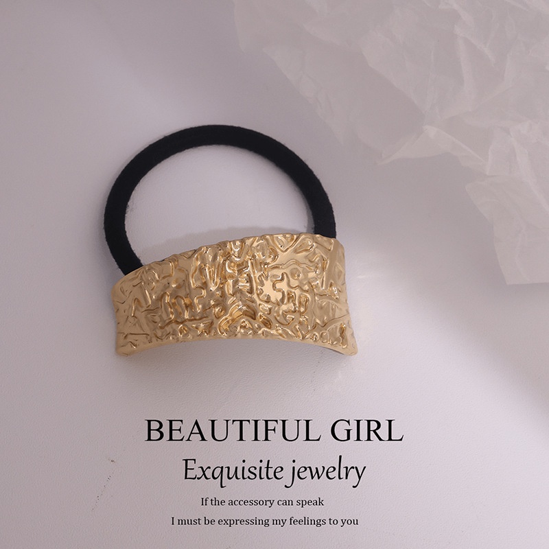 Women's Versatile Retro Alloy Elastic Hair Ties Round Cold Tone