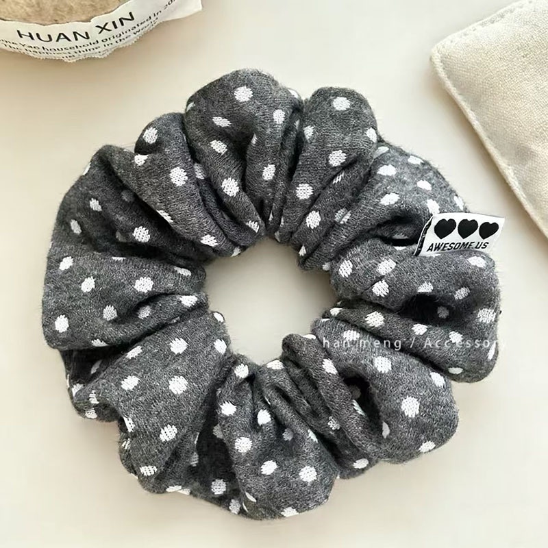 Women Spring Summer Cloth Hair Scrunchie Tie Romantic Polka Dot Lace