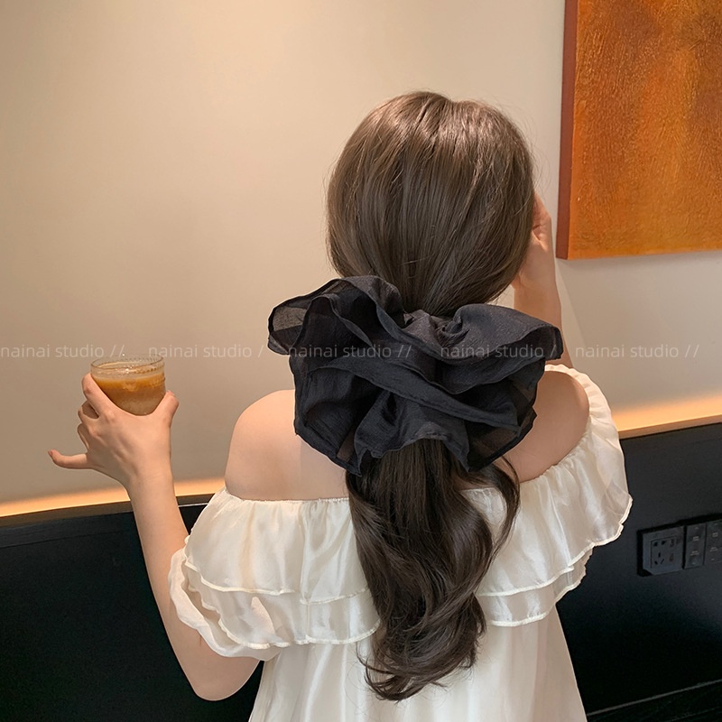 Women's Elegant Square Scarf Scrunchie Chic Cloth Ponytail Hair Tie