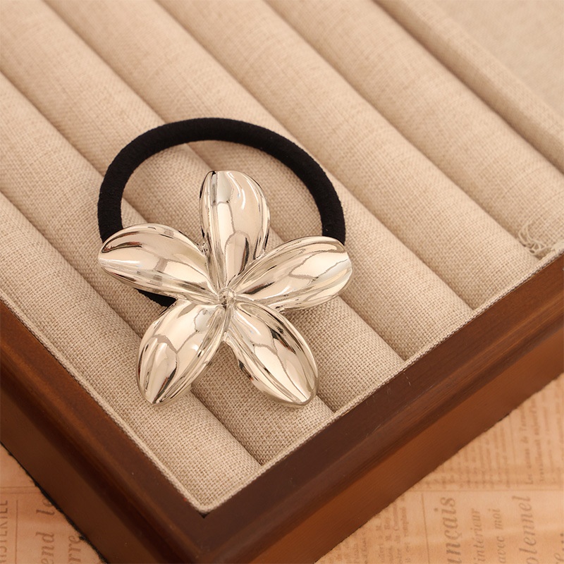 Women's Versatile Retro Alloy Elastic Hair Ties Round Cold Tone
