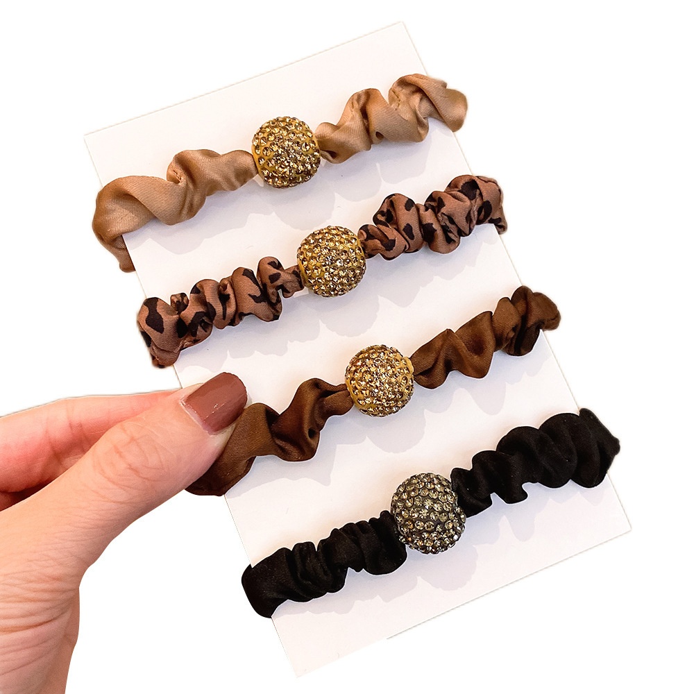 Women's Luxury Rhinestone Large Elastic Hair Tie Leopard Print