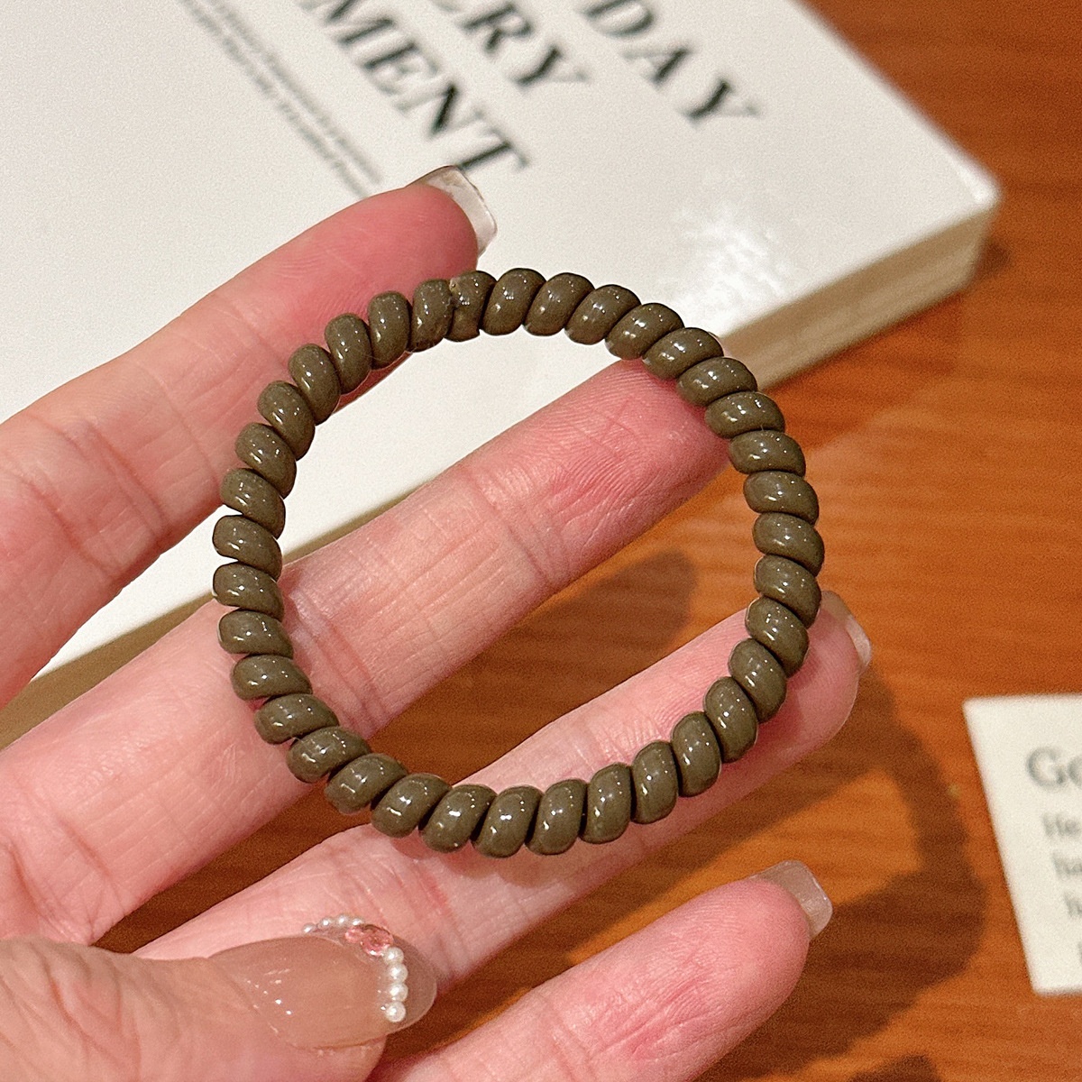 Girls Daily Rubber Spiral Telephone Line Hair Ring Sweet Candy Color