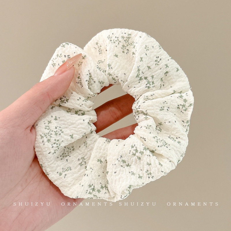 Women's Spring High-End Silky Pleated Pearl Streamer Large Hair Ring