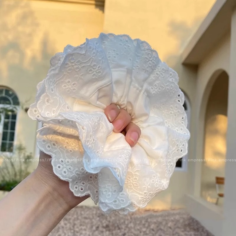 Women's Sweet Bun Scrunchie Hair Tie Multi-layer Lace Knit Cloth