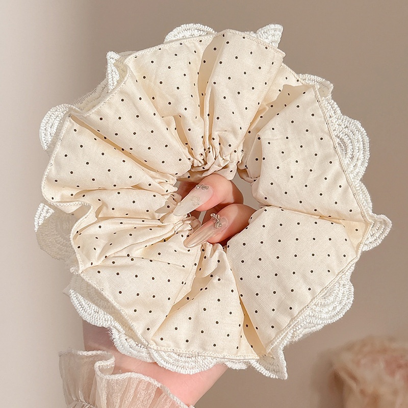 Women's Handmade Spring Ponytail Hair Scrunchie Checkered Fabric