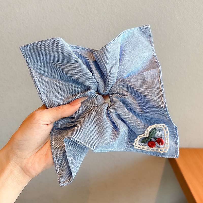 Women's Cloth Lace Scarf Scrunchie Daily Hair Tie Spring Tulip Floral