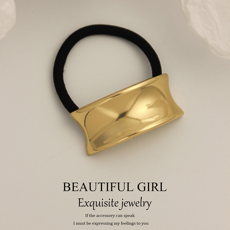 Women's Versatile Retro Alloy Elastic Hair Ties Round Cold Tone