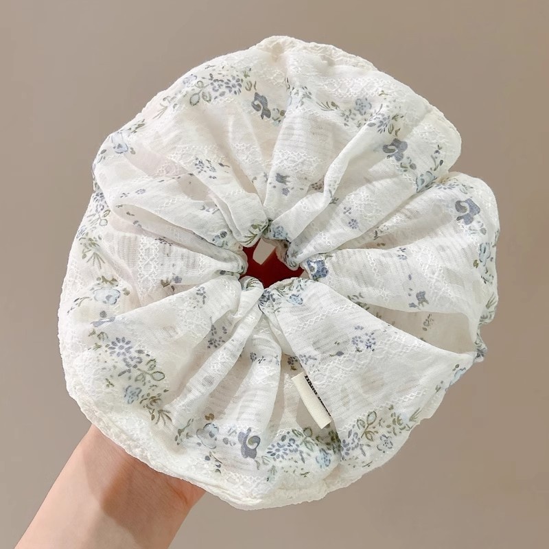 Women's Handmade Spring Ponytail Hair Scrunchie Checkered Fabric