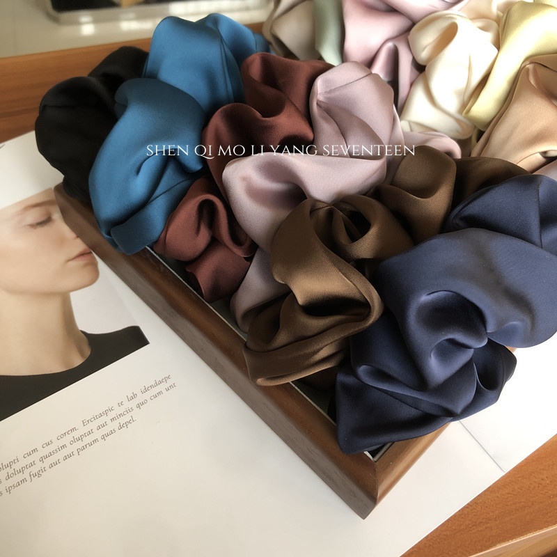 Women's Premium Satin Scrunchie Elegant Hair Tie Basic Solid Colors