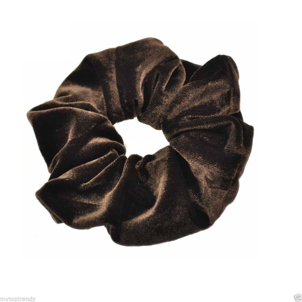 Ladies Winter Gold Velvet Bun Hair Scrunchies Ethnic Plaid Pattern