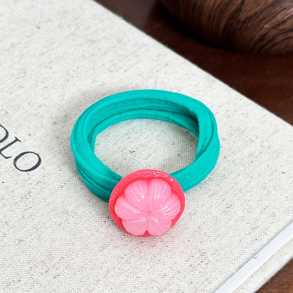 Girls Summer High Elastic Fabric Ponytail Hair Tie Sweet Orange Fruit