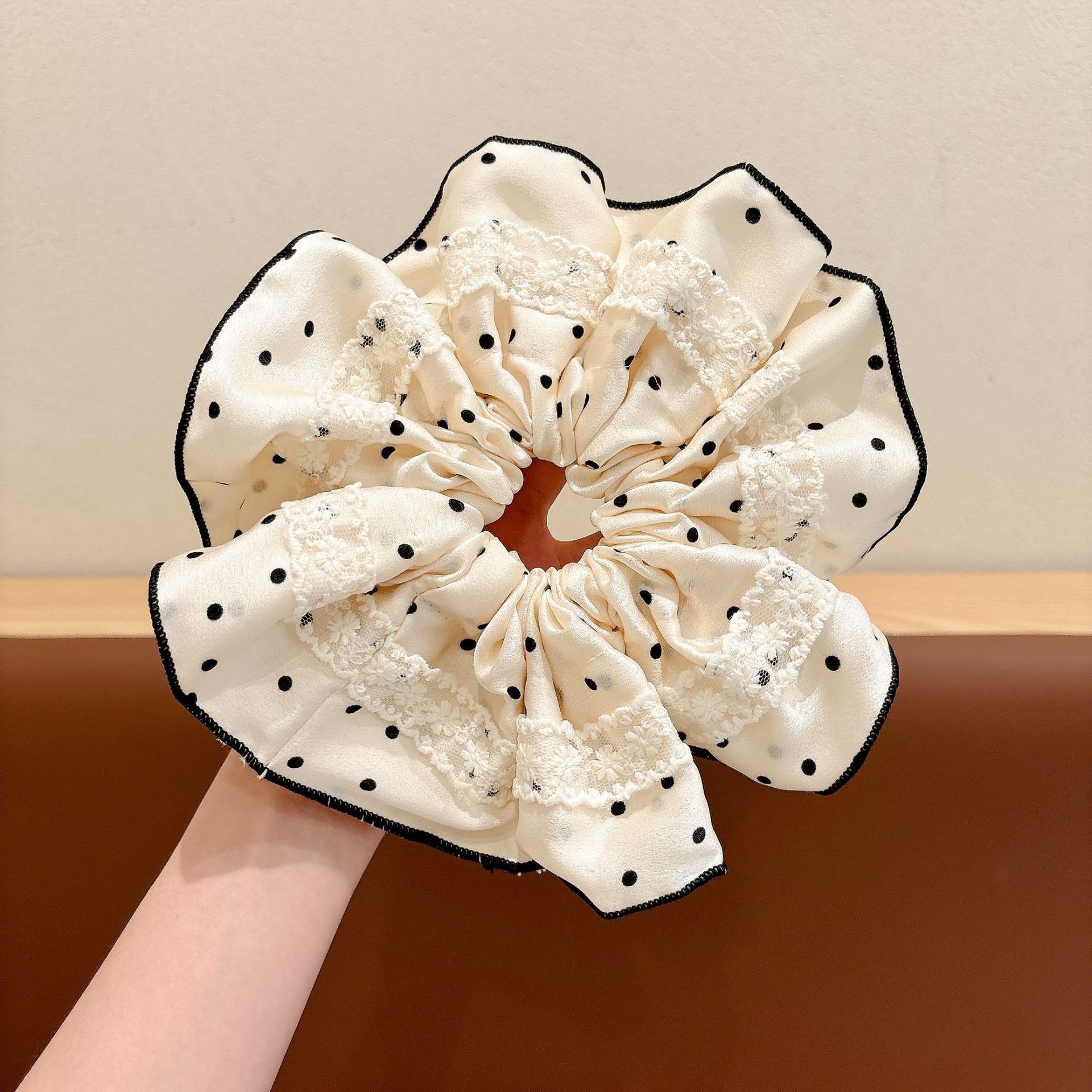 Women's Handmade Spring Ponytail Hair Scrunchie Checkered Fabric