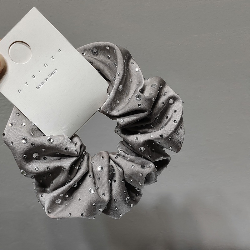 Women's Flashing Diamond Travel Hair Scrunchies Khaki Apricot Grey Black
