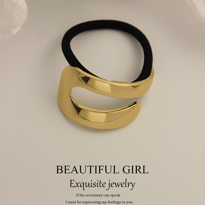 Women's Versatile Retro Alloy Elastic Hair Ties Round Cold Tone