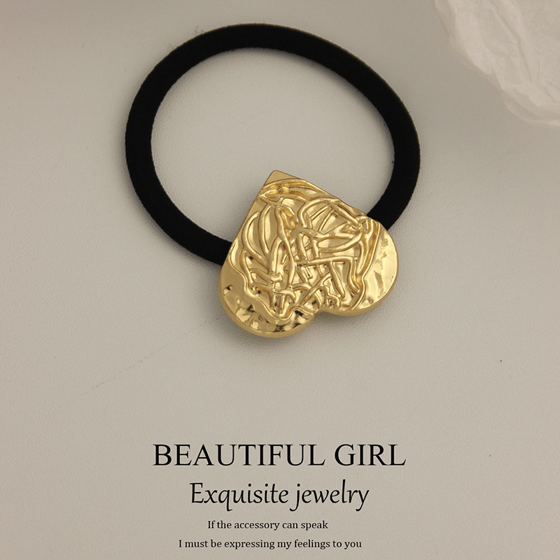 Women's Versatile Retro Alloy Elastic Hair Ties Round Cold Tone