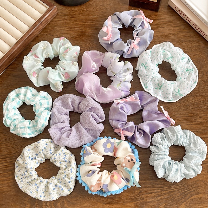 Women's Daily Sweet Rib-Knit Lace Hair Tie Solid Flower Lattice