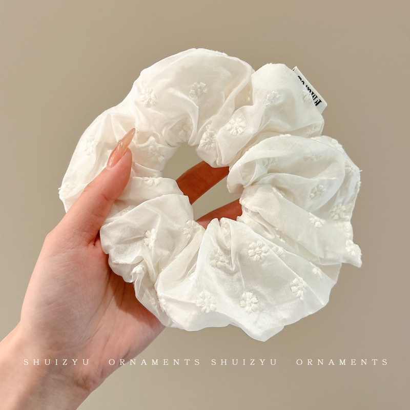 Women's Spring High-End Silky Pleated Pearl Streamer Large Hair Ring