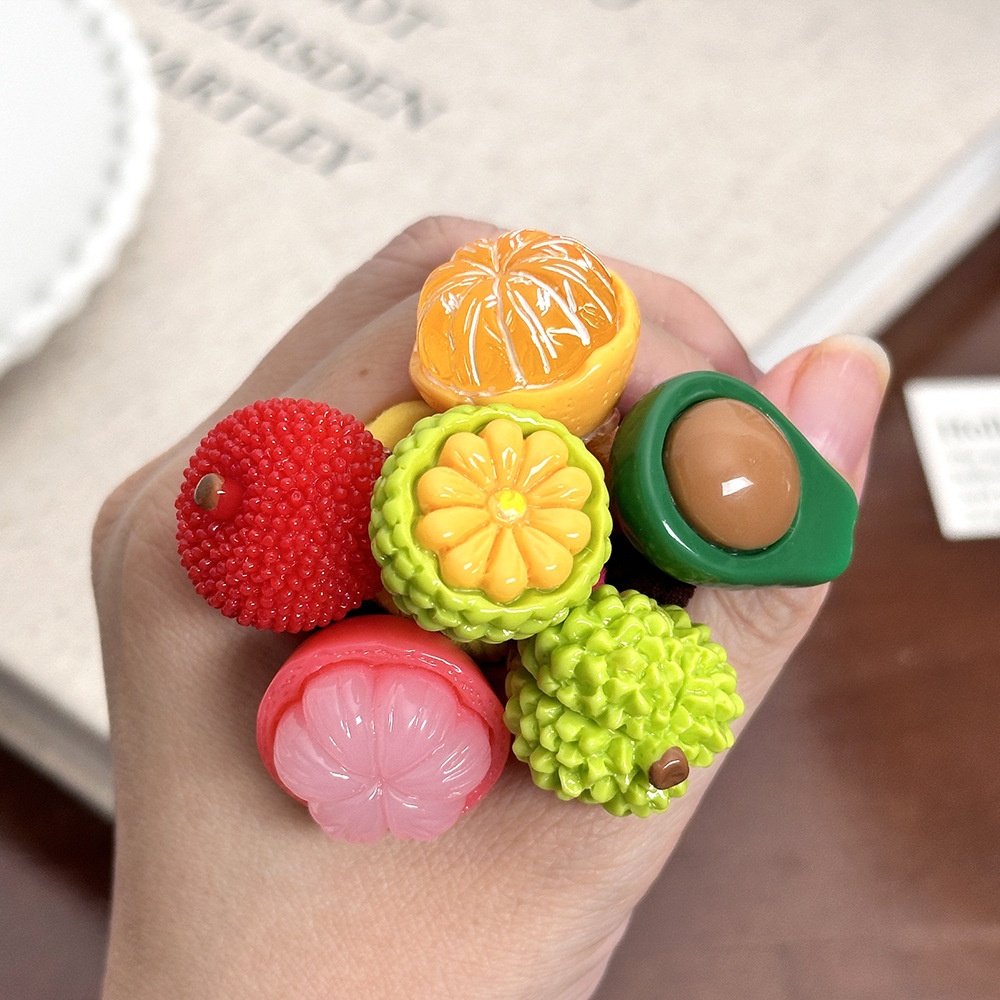 Girls Summer High Elastic Fabric Ponytail Hair Tie Sweet Orange Fruit