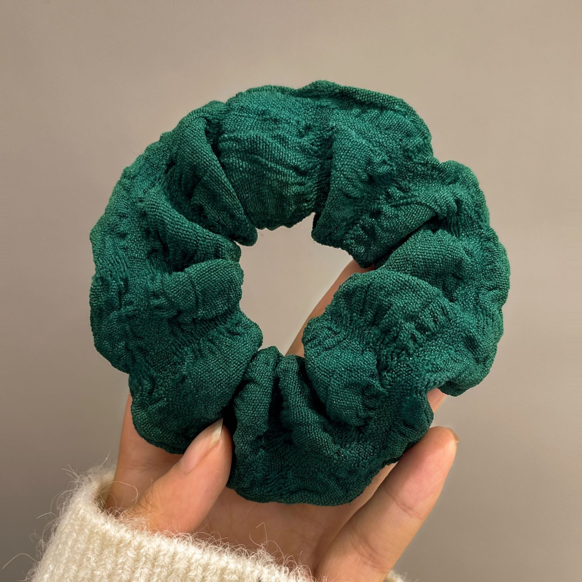 Women's Summer Fabric Scrunchie Pleated Plaid Leopard Hair Tie