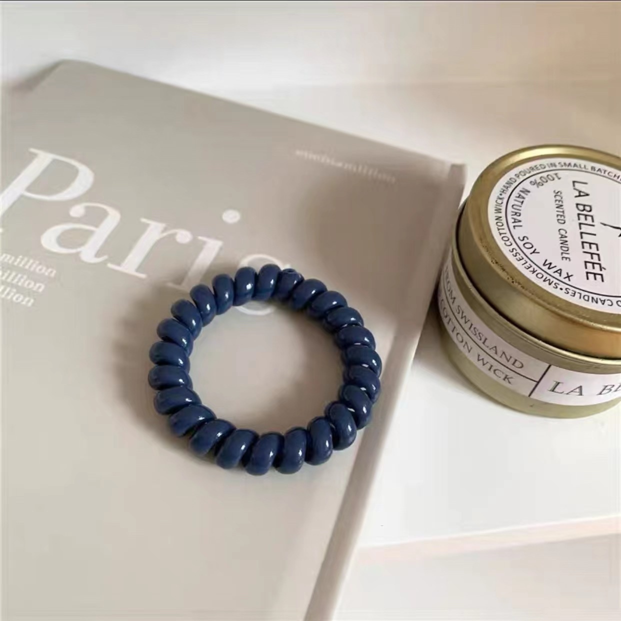 Girls Sweet Traceless Spiral Telephone Wire Hair Ties Candy Color