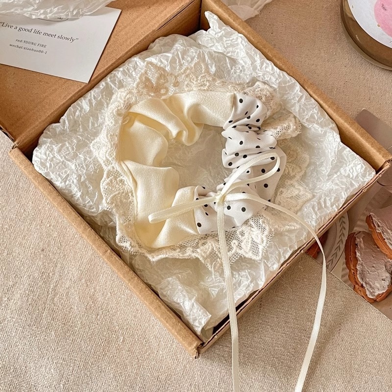 Women's Cloth Lace Scarf Scrunchie Daily Hair Tie Spring Tulip Floral