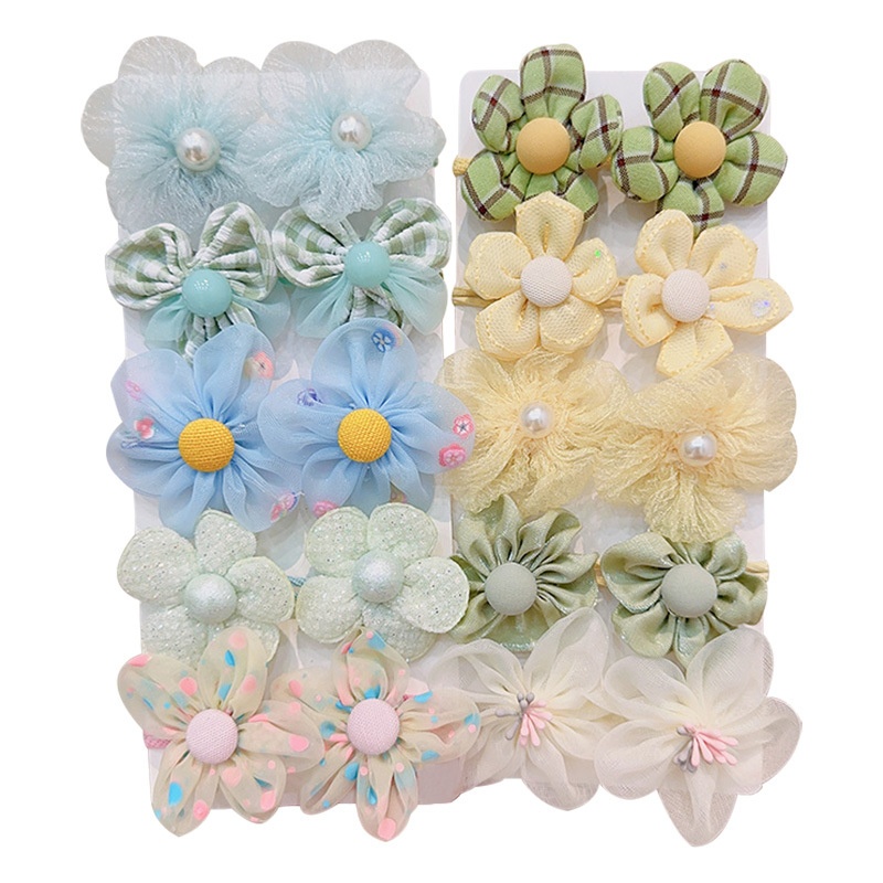 Baby Girls No-Damage Cloth Ponytail Hair Ties Sweet Floral Pattern