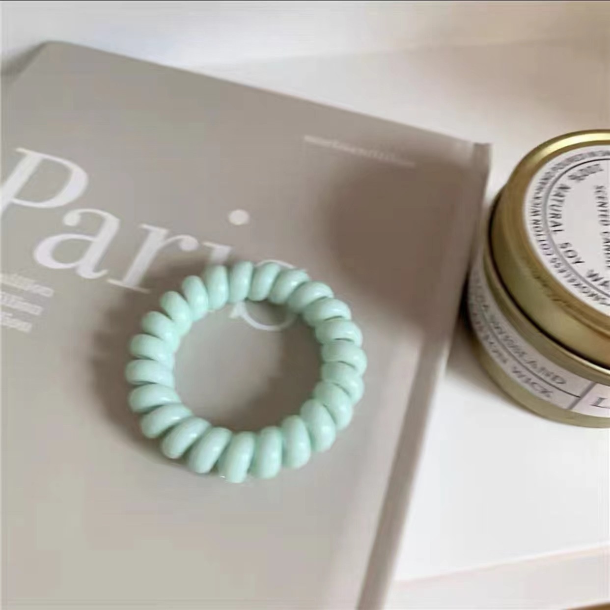 Girls Sweet Traceless Spiral Telephone Wire Hair Ties Candy Color