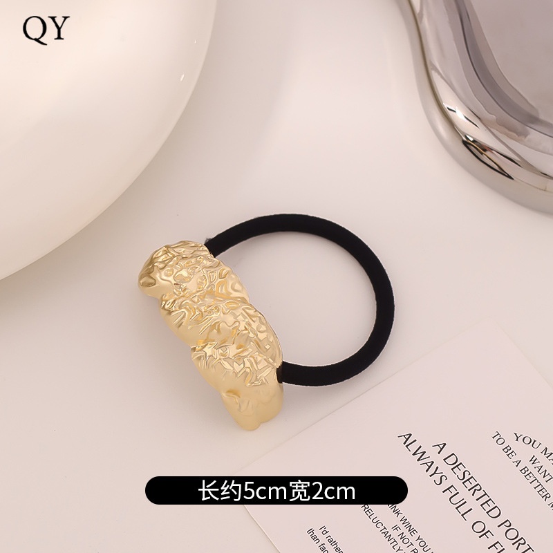 Women's Versatile Retro Alloy Elastic Hair Ties Round Cold Tone