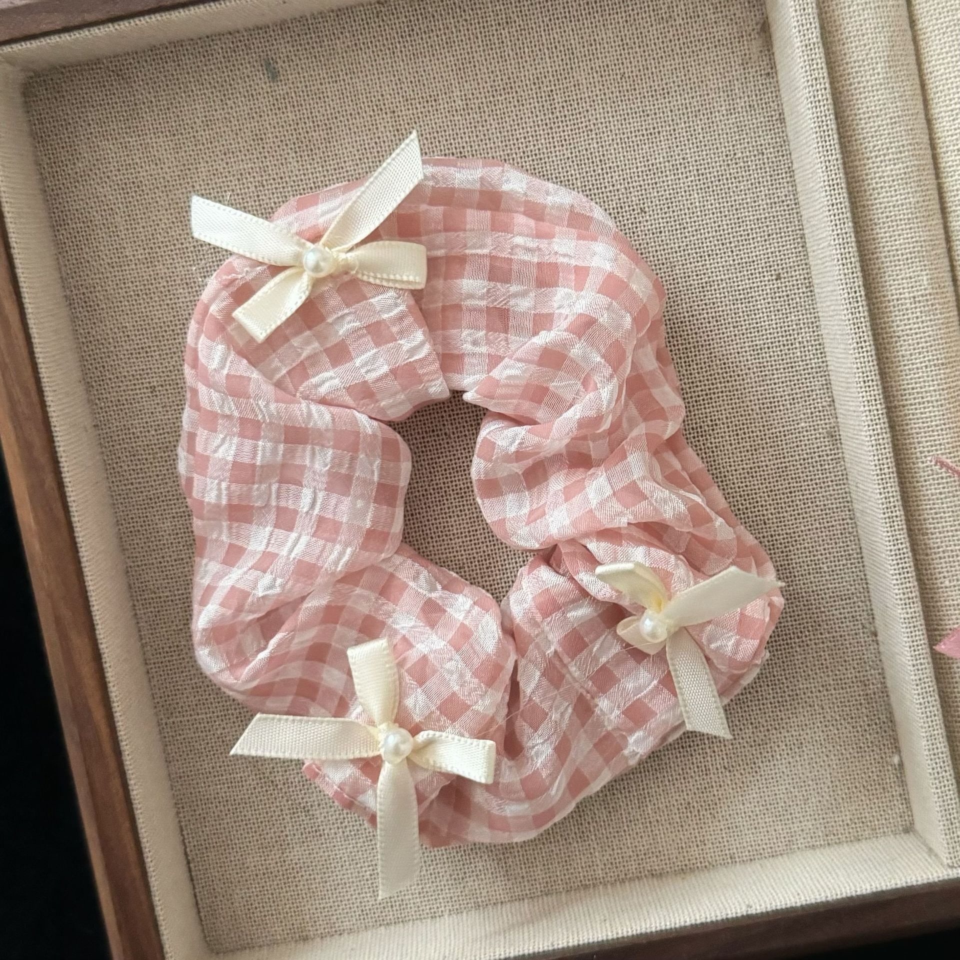 Girls Sweet Cloth Large Elastic Ponytail Holder Hair Ties Three Bowknot