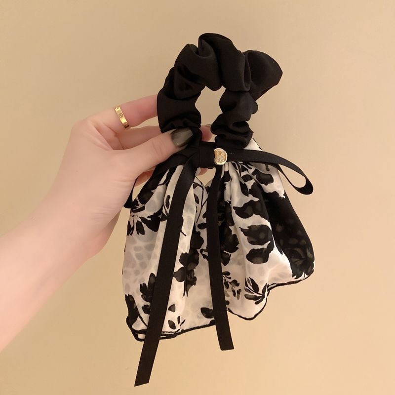 Women Daily Oversized High Elastic Lace Hair Scrunchie Elegant Floral