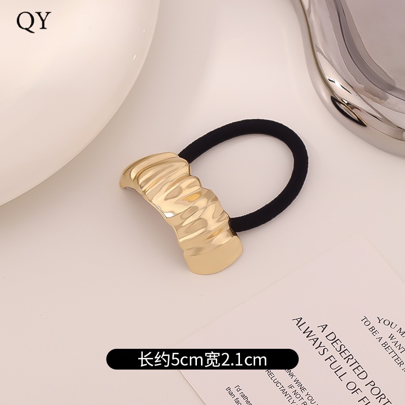 Women's Versatile Retro Alloy Elastic Hair Ties Round Cold Tone
