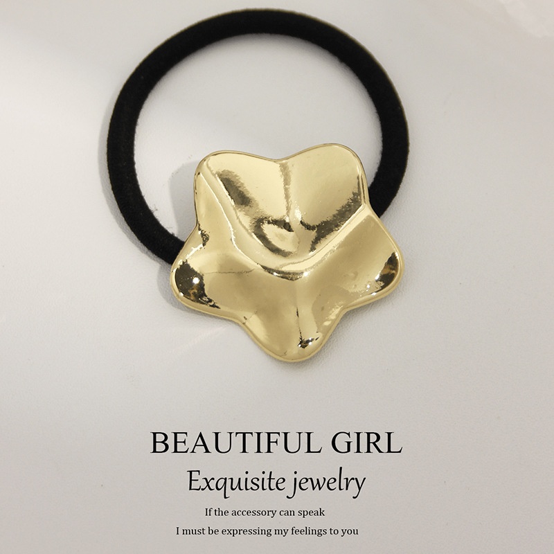 Women's Versatile Retro Alloy Elastic Hair Ties Round Cold Tone