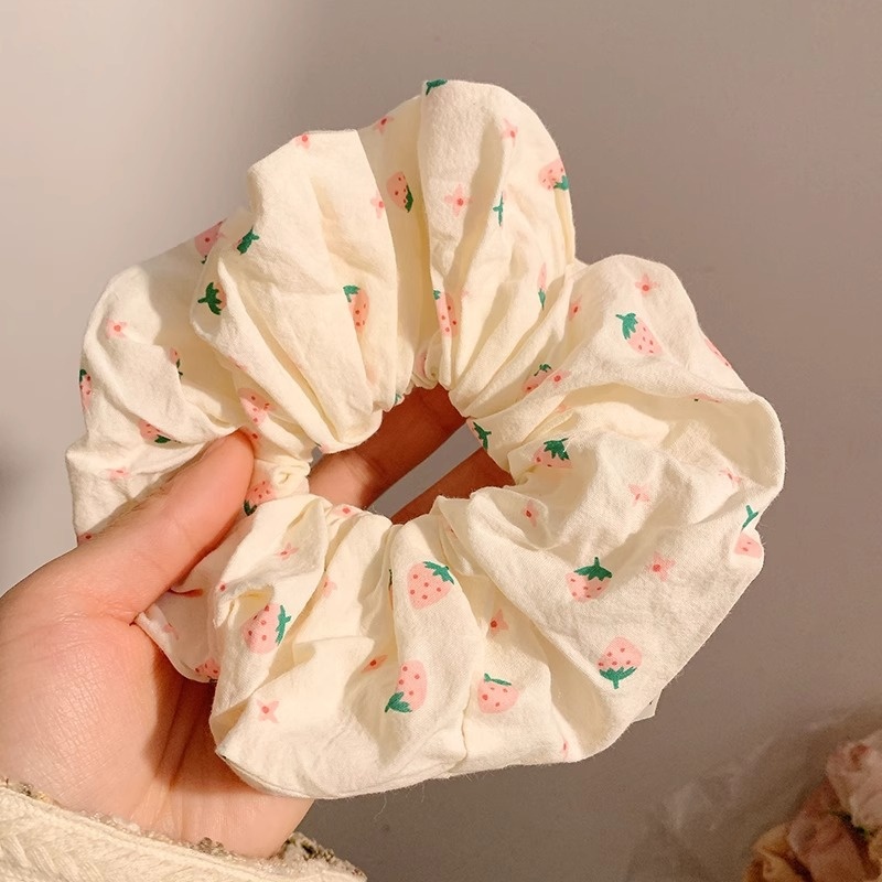 Women Spring Summer Cloth Hair Scrunchie Tie Romantic Polka Dot Lace