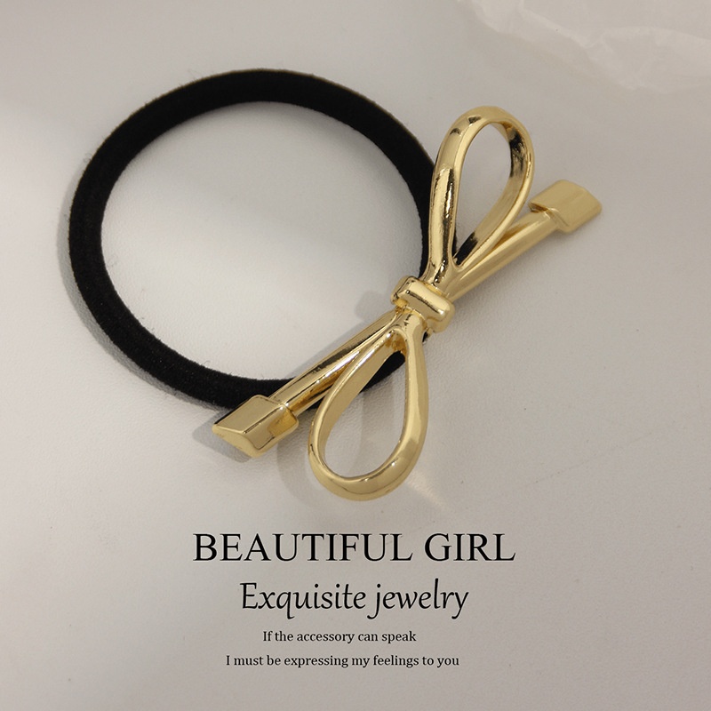 Women's Versatile Retro Alloy Elastic Hair Ties Round Cold Tone