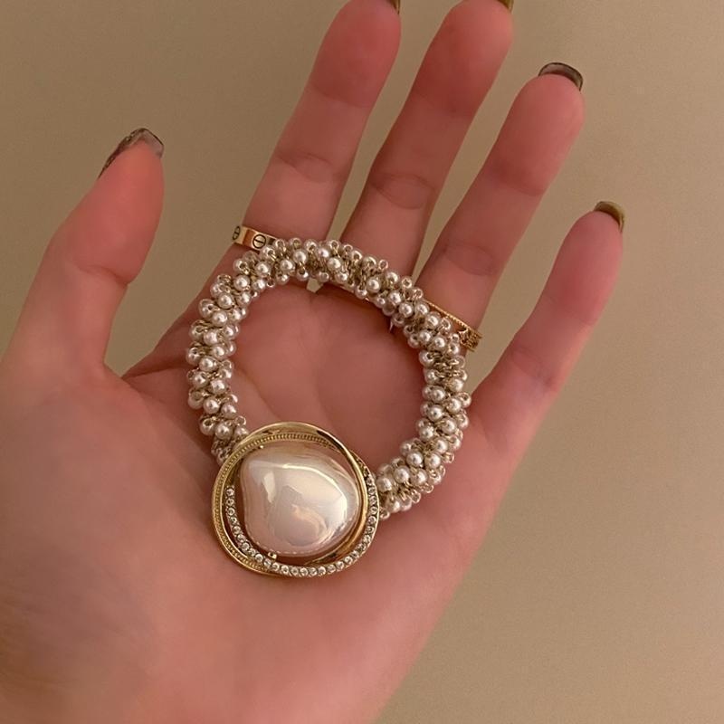 Women's Light Luxury Pearl Ponytail Hair Tie Platinum Inlay